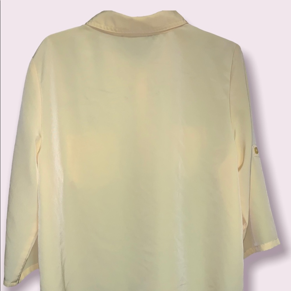 Bright yellow Susan Graver button down blouse (size L) - Picture 3 of 11